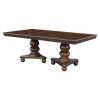 Traditional Style Dining Room Table w Leaf and 4x Side Chairs Dining 5pc Set Brown Cherry Finish Upholstered Seat Wooden Furniture