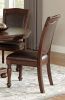 Traditional Style Dining Room Table w Leaf and 4x Side Chairs Dining 5pc Set Brown Cherry Finish Upholstered Seat Wooden Furniture