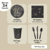 144 Piece 40th Birthday Party Supplies Set for Men, Women, Serves 24 Paper Plates and Napkins, Cups, Cutlery, Black and Gold Disposable Set for 40 Bir