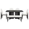 Modern 6 piece dinner set including dining table, dining chairs, 4 chairs and a bench, 60 inch dining table easy to assemble