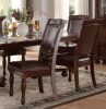 Traditional Style Dining Room Table w Leaf and 4x Side Chairs Dining 5pc Set Brown Cherry Finish Upholstered Seat Wooden Furniture