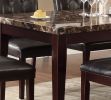 Espresso Finish 6pc Dining Set Faux Marble Top Table Bench Button-Tufted 4 Side Chairs Casual Transitional Dining Furniture