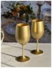 Metallic Gold Color Plastic Wine Glasses Set of 4 (12oz), BPA Free Acrylic Wine Glass Set, Unbreakable Red Wine Glasses, White Wine Glasses