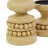 The Novogratz 2 Candle Brown Wood Beaded Pillar Candle Holder, Set of 2