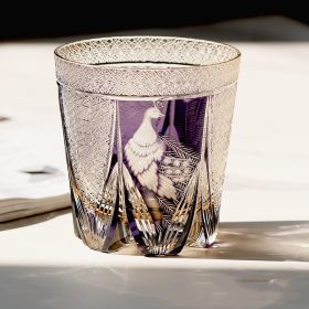 Hand Carved Lead-free Crystal Glass Cup (Option: Purple Peacock)