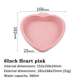 6 inch 8 inch rainbow cake baking pan (Option: Pink-6inch-Heartshaped)