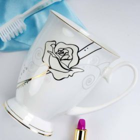 Ceramic Mouthwash Cup Household (Option: Golden Silk Rose-201 To 300ml)