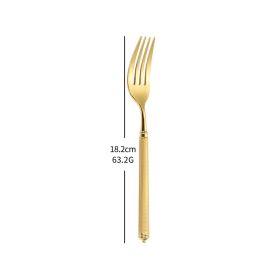 304 Stainless Steel Knife, Fork And Spoon Set (Option: Golden Dessert Fork)