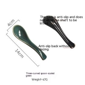 Household Restaurant Kiln Baked Spoon Tableware (Option: Scale Bright Green Spoon)