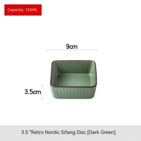 Ceramic Snack Plate Sauce Dipping Cold Dish Seasoning Dish (Option: Square Dish Dark Green)