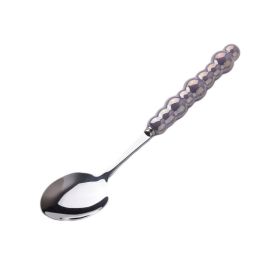 Light Luxury Ceramic Pearl Handle Knife Fork And Spoon Creative Stainless Steel Tableware (Option: Light Purple Spoon)