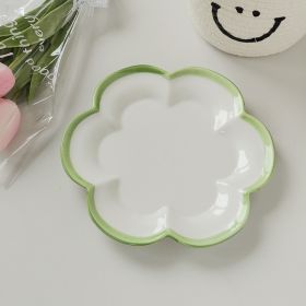 Flower-shaped Cute Ceramic Dessert Plate (Option: Green Edge Plate 20cm)