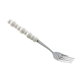 Light Luxury Ceramic Pearl Handle Knife Fork And Spoon Creative Stainless Steel Tableware (Option: Colorful Dinner Fork)